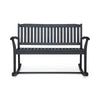 Outdoor Rocking Loveseat Bench Slatted Design | 50" Gray Acacia Wood
