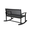 Outdoor Rocking Loveseat Bench Slatted Design | 50" Gray Acacia Wood