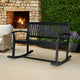 Outdoor Rocking Loveseat Bench Slatted Design | 50" Gray Acacia Wood