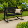 Outdoor Rocking Loveseat Bench Slatted Design | 50" Gray Acacia Wood