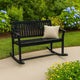 Outdoor Rocking Loveseat Bench Slatted Design | 50" Gray Acacia Wood