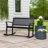 Outdoor Rocking Loveseat Bench Slatted Design | 50" Gray Acacia Wood