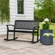 Outdoor Rocking Loveseat Bench Slatted Design | 50" Gray Acacia Wood