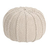 Round Knitted Pouf Ottoman Handwoven Details 20 Inch Beige Cotton BM326917