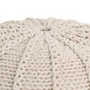Round Knitted Pouf Ottoman Handwoven Details 20 Inch Beige Cotton BM326917