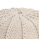 Round Knitted Pouf Ottoman Handwoven Details 20 Inch Beige Cotton BM326917