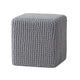 Square Knitted Footstool Ottoman, Handwoven Design 17 Inch Gray Cotton