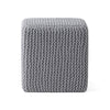 Square Knitted Footstool Ottoman Handwoven Design 17 Inch Gray Cotton BM326920