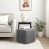 Square Knitted Footstool Ottoman, Handwoven Design 17 Inch Gray Cotton