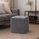 Square Knitted Footstool Ottoman, Handwoven Design 17 Inch Gray Cotton