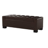 Liani Ottoman Bench Storage Top 50 Inch Dark Brown Bonded Leather BM326922