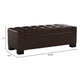 Liani Ottoman Bench | Storage Top | 50" Dark Brown Bonded Leather