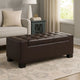 Liani Ottoman Bench | Storage Top | 50" Dark Brown Bonded Leather