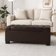 Liani Ottoman Bench | Storage Top | 50" Dark Brown Bonded Leather