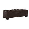 Liani Ottoman Bench | Storage Top | 50" Dark Brown Bonded Leather