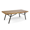 Patio Coffee Table, Slatted Top, Brown Iron, 50 Inch Teak Brown Acacia