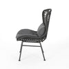 Outdoor Round Accent Chair Set of 2 | Gray Faux Rattan | Black Iron