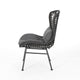 Outdoor Round Accent Chair Set of 2 | Gray Faux Rattan | Black Iron