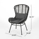 Outdoor Round Accent Chair Set of 2 | Gray Faux Rattan | Black Iron