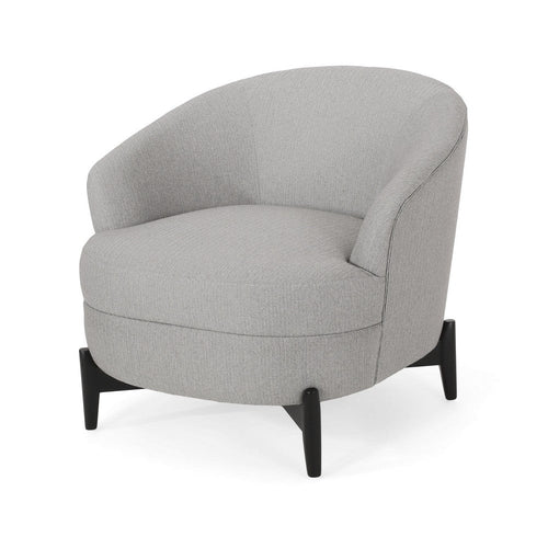 Olie Accent Club Chair, Barrel Style, Boucle Gray Fabric, Cross Base