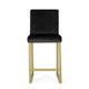 Counter Stool Chair Set of 2 Gold Sled Metal Base Black Velvet BM326934