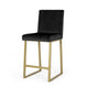 Counter Stool Chair Set of 2 | Gold Sled Metal Base | Black Velvet
