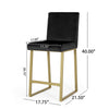 Counter Stool Chair Set of 2 | Gold Sled Metal Base | Black Velvet