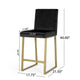 Counter Stool Chair Set of 2 | Gold Sled Metal Base | Black Velvet