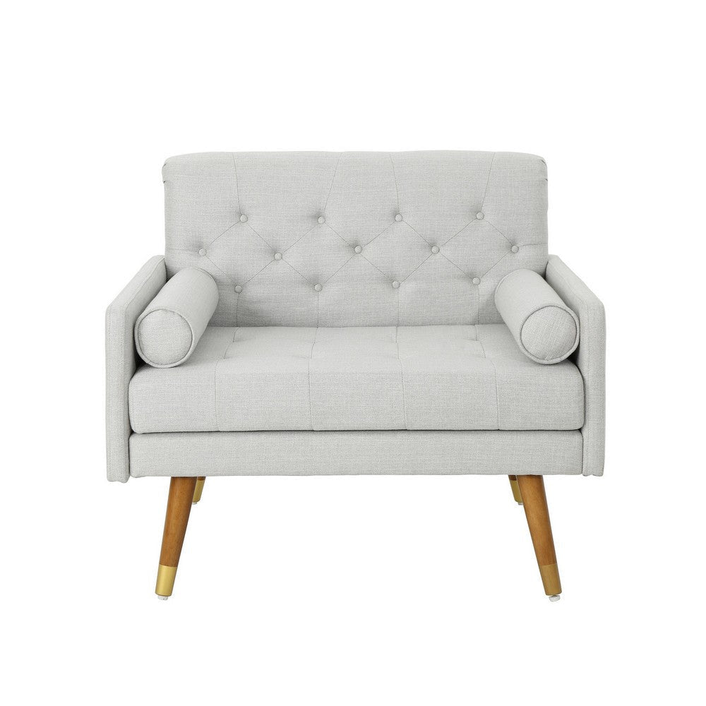 Lita Wide Accent Club Chair Button Tufted Gray Textured Fabric