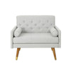 Lita Wide Accent Club Chair | Button Tufted | Gray Textured Fabric