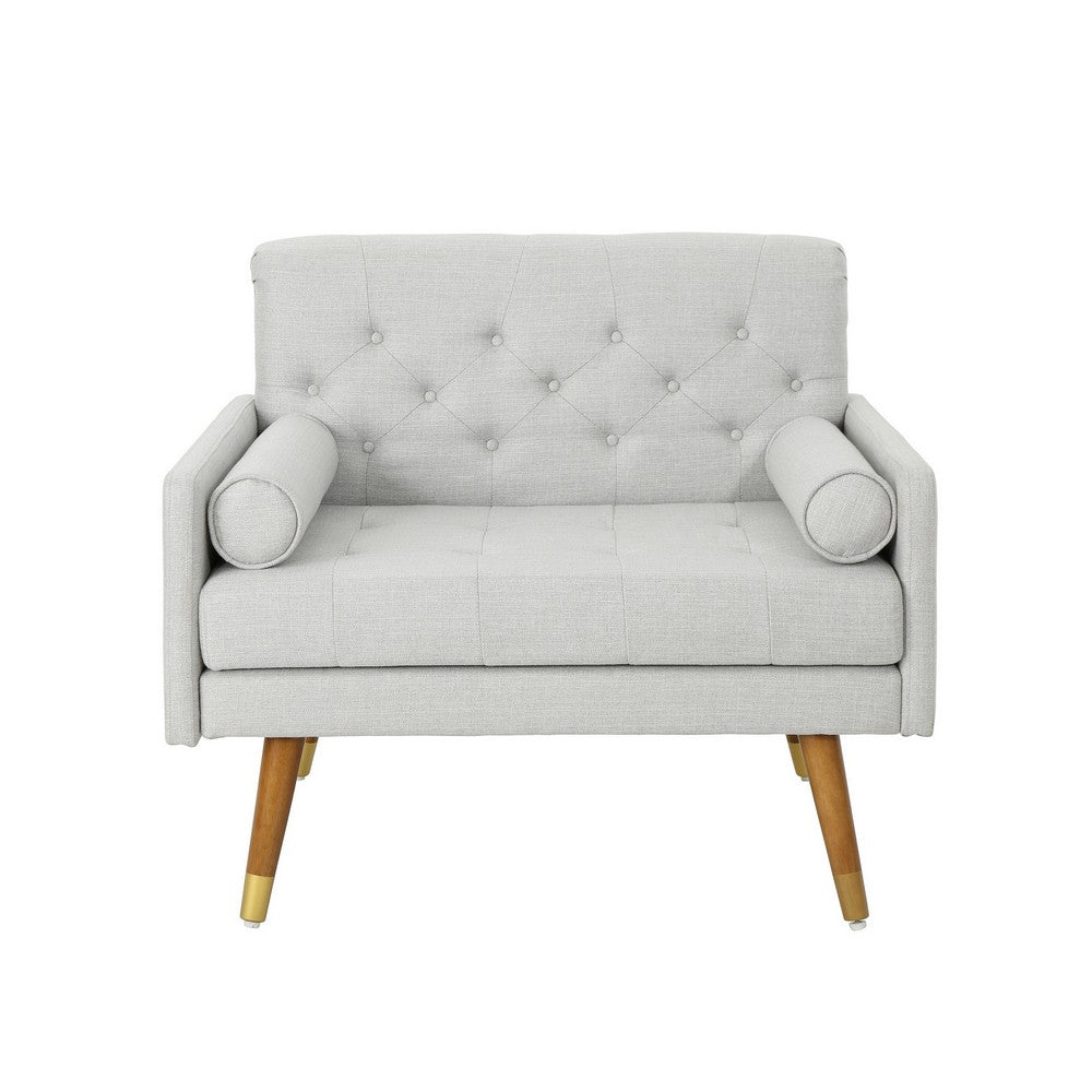 Lita Wide Accent Club Chair | Button Tufted | Gray Textured Fabric
