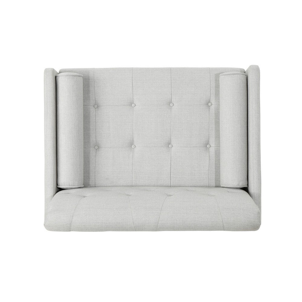 Lita Wide Accent Club Chair | Button Tufted | Gray Textured Fabric