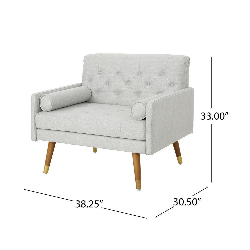 Lita Wide Accent Club Chair | Button Tufted | Gray Textured Fabric