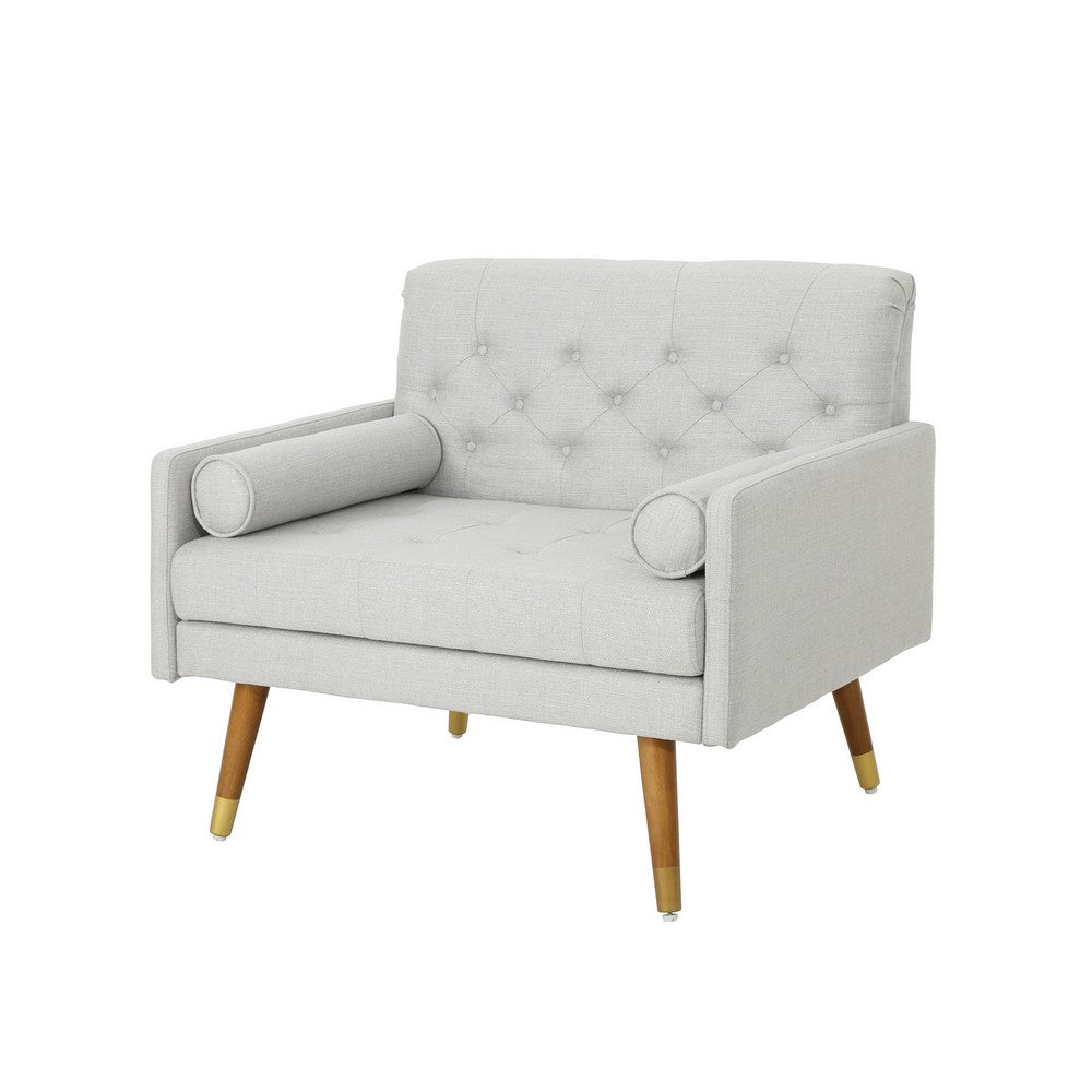 Lita Wide Accent Club Chair | Button Tufted | Gray Textured Fabric
