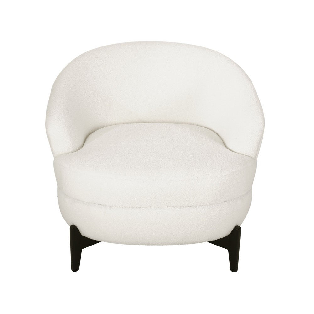 Olie Accent Club Chair Barrel Style Boucle White Fabric Cross Base