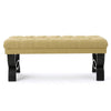 Riam Ottoman Bench 41 Inch Button Tufted Yellow Half Circle Legs BM326939