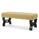 Riam Ottoman Bench, 41 Inch, Button Tufted, Yellow, Half Circle Legs