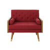 Lita Wide Accent Club Chair Button Tufted Red Fabric Brown Frame BM326940