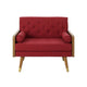 Lita Wide Accent Club Chair Button Tufted Red Fabric Brown Frame BM326940
