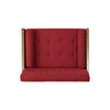 Lita Wide Accent Club Chair | Button Tufted | Red Fabric | Brown Frame