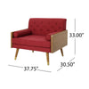 Lita Wide Accent Club Chair | Button Tufted | Red Fabric | Brown Frame