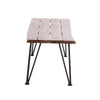 Zoe Outdoor Coffee Table Hairpin Legs 43in Brown Slatted Acacia Wood
