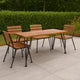 Zoe Outdoor Coffee Table, Hairpin Legs, 43in Brown Slatted Acacia Wood