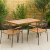 Zoe Outdoor Coffee Table, Hairpin Legs, 43in Brown Slatted Acacia Wood