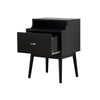 Inaya Nightstand | 1 Drawer and Shelf | Splayed Legs | 26" Black MDF