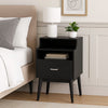 Inaya Nightstand | 1 Drawer and Shelf | Splayed Legs | 26" Black MDF