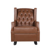 Zyna Rocking Chair | Gentle Motion | Brown Waffle Stitch Faux Leather