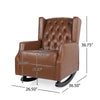 Zyna Rocking Chair | Gentle Motion | Brown Waffle Stitch Faux Leather
