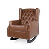 Zyna Rocking Chair | Gentle Motion | Brown Waffle Stitch Faux Leather