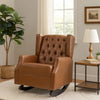 Zyna Rocking Chair, Gentle Motion, Brown Waffle Stitch Faux Leather